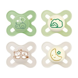 MAM Original Start Day & Night Dummy, 0-2 Months, Baby Dummy for Newborns, 94% Acceptance, Breastfeeding Friendly, Recommended by 100% of Midwives, SkinSoft Silicone, Plain, Pack of 4
