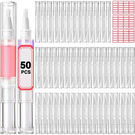 Bolígrafos de Aceite para Cutículas(50 Unidades, 5 Ml), Transparentes, con Punta de Pincel, para Aceite de Uñas, Líquido para El Crecimiento de Pestañas, Aplicadores de Brillo Labial Cosmétic