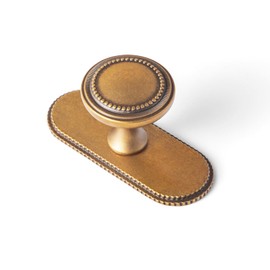 Goo-Ki 6 Pack Antique Brass Cabinet Knobs with Backplate Vintage Bronze Drawer Knob Spacer - Retro Brass Bar Knob Single Hole Pull Handle Kitchen Hardware for Dresser Cupboard Wardrobe,066GT-G019-D