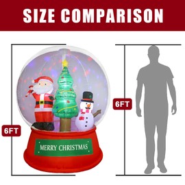 Fulong 6ft Giant Inflatable Christmas Snow Globe with LED Lights & Swirling Snow, Festive Outdoor Decoration for Yard, Lawn, Garden - Durable, Easy Setup
