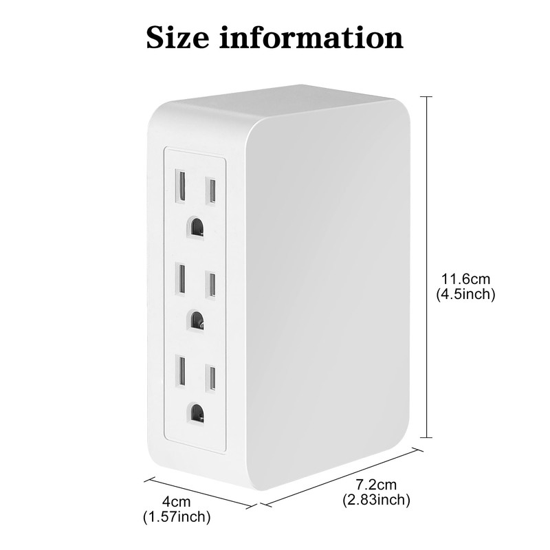 FiiMan 6 Outlet Wall Adapter, UL Listed 3-Prong Grounded Outlet