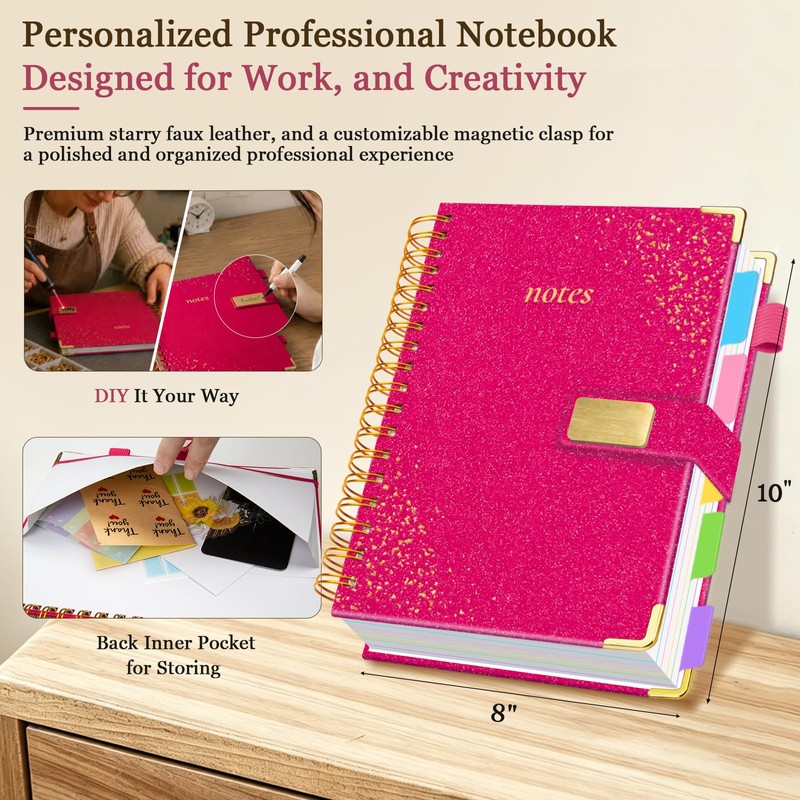 Spiral Notebook Journal 8''x 10'' 5 Subject Notebook with Dividers,