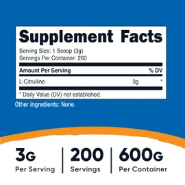 Nutricost Pure L-Citrulline (Base) Powder (600 Grams)