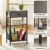 VECELO Tall Side End Table,Nightstands Shelf Storage Organizer with U-Shape