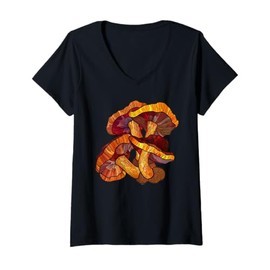 Womens Reishi Mushroom Stained Glass V-Neck T-Shirt