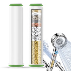Fitespot 2 Pack Shower Filter Cartridge Replacement for Handheld Shower Head - 18 Stage Replacement Filters for Hard Water Remove Chlorine and Harmful Substances