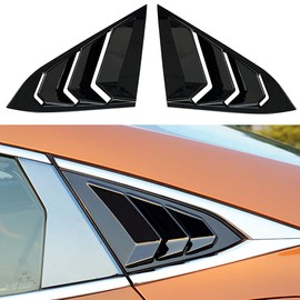 Black Racing Style Rear Side Window Louvers Air Vent Scoop Shades Cover Blinds Car Exterior Accessories Compatible for Honda 10th Gen Civic Sedan 2016 2017 2018 2019 2020 2021(Not for Hatchback)