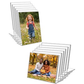 Waaqkid 12 Pack 4x6 / 6x4 Clear Acrylic Photo Frames, Self Standing Tabletop Picture Frames for Home Office Desk Decor (Vertical or Horizontal)