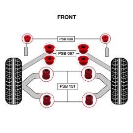 PSBushings 10x Front Upper Arm, Tension/Strut Rod & Shock Bushes fits Nissan Frontier 98-04