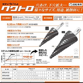 Unica Step Drill, Quattro, 14 Steps, 10, Straight Shaft, SPQ-633ST, 4 Blade Spiral, Heat Resistant Titanium Coating, UNIKA Mitomi D