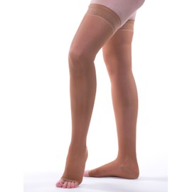 Allegro 15-20mmHg Essential 5 Sheer Support Hose - Comfortable, Thigh High, Open Toe, Compression Stockings for Women