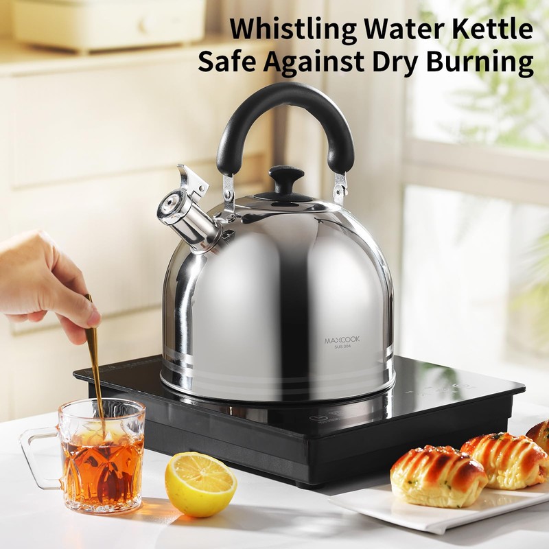 MAXCOOK Whistling Tea Kettle for Stovetop, 5L Stainless Steel Tea