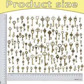 AebDerp 125 Pieces Mixed Vintage Skeleton Key Decoration Small Bronze Pendant Retro Craft Set for DIY Necklace Jewellery Charms Key Ring Wedding Party Birthday Old Accessories, Metal, No Gemstone