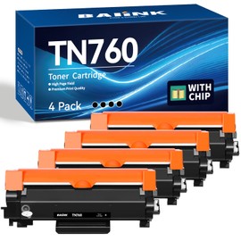 BAIINK TN 760 Toner Cartridge Replacement for Brother TN760 TN730 Toner TN-730/TN-760 Compatible with MFC-L2750DW HL-L2370DW MFC-L2710DW HL-L2350DW DCP-L2550DW HL-L2390DW HL-L2395DW Printer (4 Black)