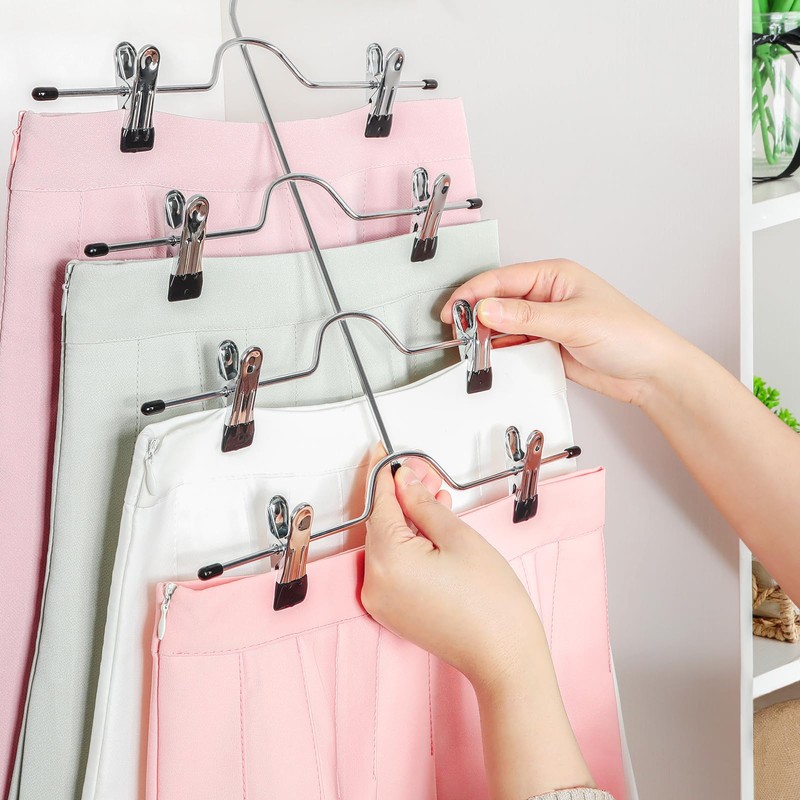 TOPIA HANGER 4 Tier Metal Skirt Hangers for Women, Pants