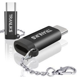 TRANLIKS Light-ning USB C Adapter Lightning Female to USB C Male Only for Charging Mobile Phones (Headphone Audio Not Supported and Data Transfer) - Black, Pack of 2