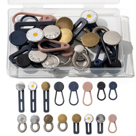 Secmity 16 Pcs Button Extenders for Jeans, Pants Extender Button for Women Men, Waist Extenders, No Sew Instant Waistband Collar Extender Buttons Metal Silicone for Mens Shirts Jeans Pants