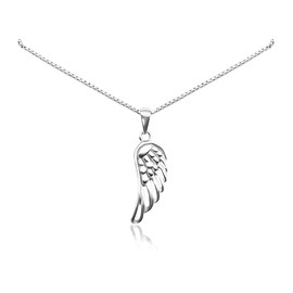 Small and Dainty 925 Sterling Silver Angel Wing Pendant Necklace for Women, Teen Girls - Inspirational Jewelry, Gift for Baptism, Confirmation or First Communion (16 inches plus 2-inch extender)
