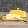 Now Designs Stoneware Rectangle Butter Dish with Lid, Lemon Yellow