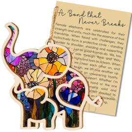 Friendship Elephant Ornament,Elephant Ornaments Friendship Gifts with Story Card,Birthday Gifts for Friends, Flower