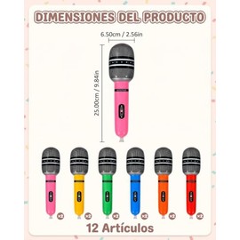 12 Accesorios Para Fiesta Batucada Para Fiesta Micrófonos Inflables De Colores Vibrantes Para Actividades Grupales y Celebraciones, Hechos De Pvc Dura