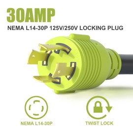 AOWEITOUR NEMA L14-30P to NEMA L6-30R,30 Amp Adapter 4 Prong to 3 Prong Lock Connection,Welder Generator EV Power Conversion Cord,STW 10 Gauge,ETL Listed(1FT)