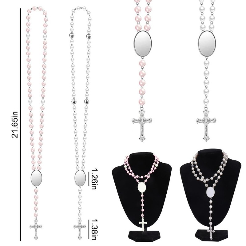 ZUYYON 6 Pcs Sublimation Blank Rosaries Sublimation Prayer Beads Necklace