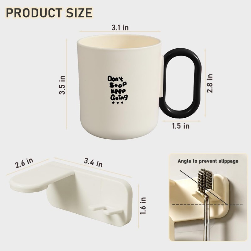 Magnetic Toothbrush Holder with Cup - Wall Mounted No Drilling