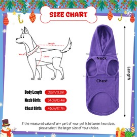 Abbylike 2 Pcs Dog Hoodies with Leash Hole and Pocket Dog Sweatshirt Fall Cold Winter Sleeveless Sweater with Hood Warm Cozy Pet Clothes for Medium Large Pets Puppy Boys Girls(Size L)