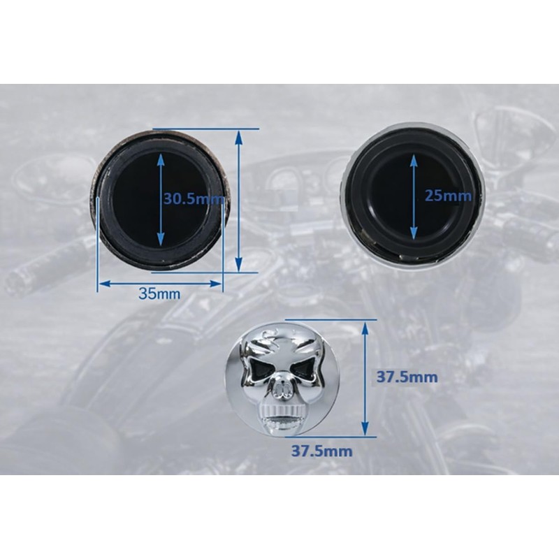 Motorcycle Grip 1 inch 25mm Skull End Grip American Custom