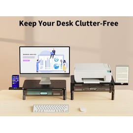 Zimilar Zimilar Monitor Stand Riser with Metal Mesh Drawer, Height Adjustable with Phone Holder for Computer, Laptop, Printer, Notebook, Computer Monitor Stand with Storage