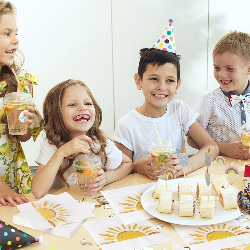 Lemicin 60Pcs Boho Sun Paper Napkins, Sunshine Napkin Disposable First