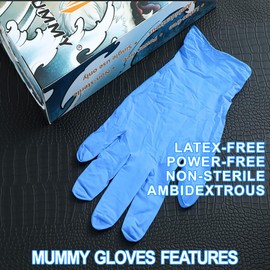 mummy Blue Textured Nitrile Gloves 4 Mil,Disposable Powder-free Gloves For Tattoo,Beauty Salon,Home Clean,Gardening etc. (S-100)