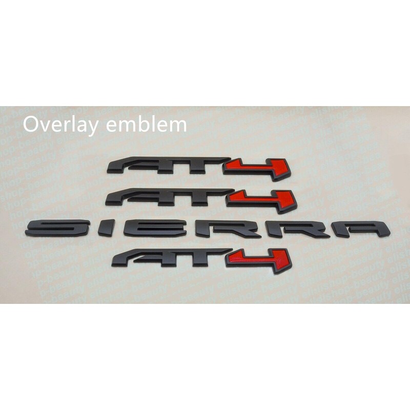 4PCS Kits AT4 Overlay Emblem Badge Sticker Sierra Replacement for