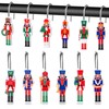 MALLMALL6 Christmas Shower Curtain Hooks - 12Pcs Xmas Nutcracker Decorative