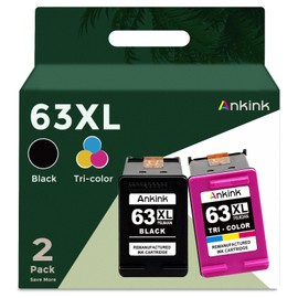 Ankink Remanufactured Ink Cartridge Replacement for HP Ink 63 63XL (Black and Color 2-Pack) Work with 3830 4650 4652 4655 5200 5252 5255 5258 4520 4512 1112 2132 3630 3632 Printers BK Tricolor
