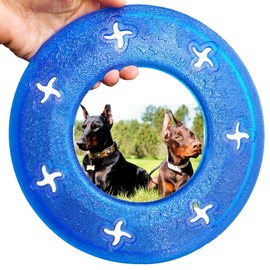 Jsonoye Dog Flying Ring Discs Durable Rubble Dog Chew Outdoor Traing Play Lawn Game Toys Throw and Catch. 8.3in for Large Dogs, 160g Each, Blue or Orange Color