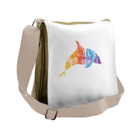 Ambesonne Dolphin Messenger Bag, Marine Animal Design, Unisex Cross-body