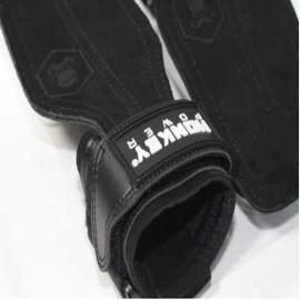 Monkey Power Straps con Callera de Piel, Gym Crossfit Muñequera (Mediano)