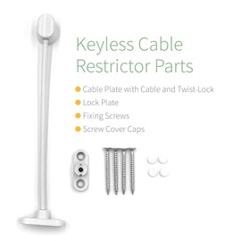 3 x White TruMAX Keyless Cable Restrictor Window Safety Security Lock