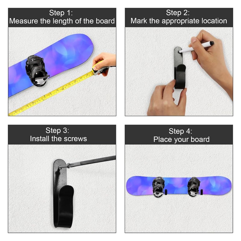Horizontal Snowboard Wall Mount Clip Snowboard Wall Racks for Room,Garage