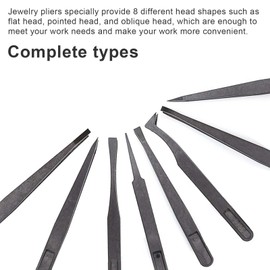 HJIAMA Plastic Tweezers 8 Pieces, Tweezers Set, Tweezers with Pliers Set, Model Making Tool, Tweezers for Electronic Repair, Jewellery Making, Fly Traps, Reptile Keeping