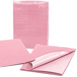 Jointown Dental Bibs - 500 Pack Pink Disposable Waterproof 2 Ply Tissue Poly Dental Towels 13" x 18" Patient Bibs - Ideal for Tattoo, Dental, Medical, and Nail Tables