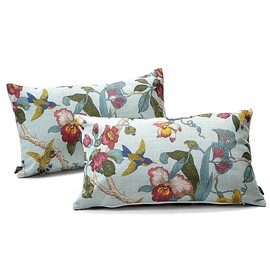 Kuai Cushion Cover 45cm 60cm 30x50cm Floral Oriental Antique Chinoiserie Asian Nordic Decor Polyester (30x50cm, Green)