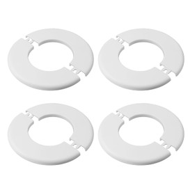 Antrader 4 Pack ABS Round Escutcheon Plate Plastic Wall Hole Decoration Cover Wall-Mounted Water Pipe Cover Round Shower Faucet Decorative Cover, 2.52" ID x 5.08" OD,White