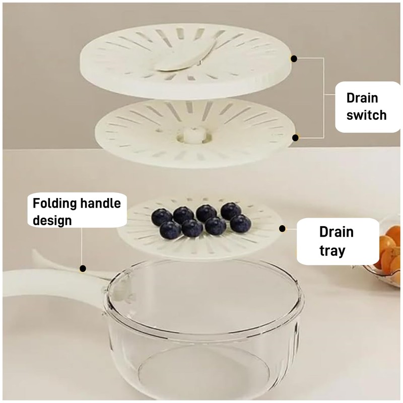 Wzenclave New Draining Basket with Lid, 2 in 1 Multi-Function
