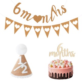 seimeinoki 6 Months, Half Birthday Decoration, Birthday Garland, Stylish, Cute, Flag Garland, Wall Decoration, Celebration, First Eat, Boys, Girls, Photography Background