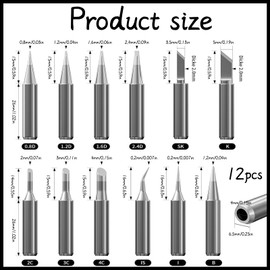 Pack of 12 900 m soldering tips, soldering iron tips, universal soldering tip, lead-free material, soldering station, replacement welding equipment accessories, soldering iron tip, applicable Ersa