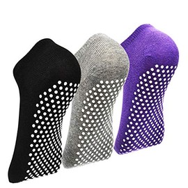 Sticky Barre Grips Slipper Socks - Elutong 3 Pack Non Slip with grippers Yoga Pilates Ballet Skid for Women