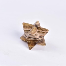 JIC Gem Large Merkaba Healing Crystal Natural Yellow Fluorite Merkaba Crystal Grid Home Decor Spiritual Gifts Reiki 3D Star Dodecahedron (9-10cm)